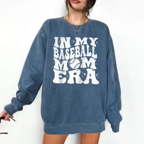 In My Baseball Mom Era Retro Groovy Baseball Raglan Baseball Tee Comfort Colors Sweatshirt - Sportilla