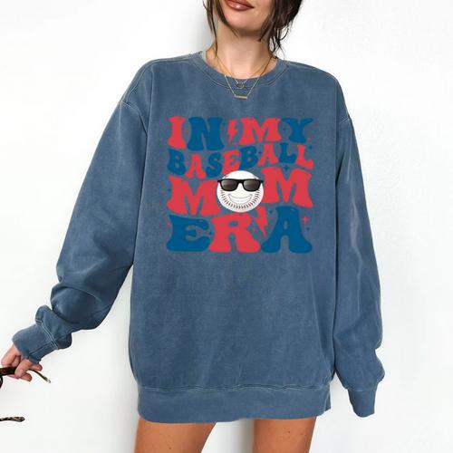 In My Baseball Mom Era Smile Face Retro Comfort Colors Sweatshirt - Sportilla