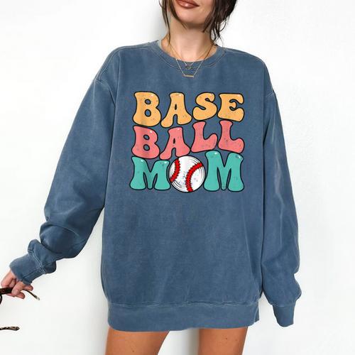 Baseball Mom Groovy Baseball Mom Comfort Colors Sweatshirt - Sportilla
