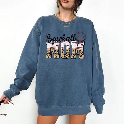 Baseball Mom Leopard Game Day Vibes Baseball Mama Comfort Colors Sweatshirt - Sportilla