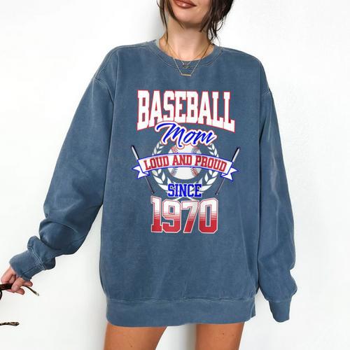 Baseball Mom Loud & Proud Since 1970 Raglan Baseball Tee Comfort Colors Sweatshirt - Sportilla