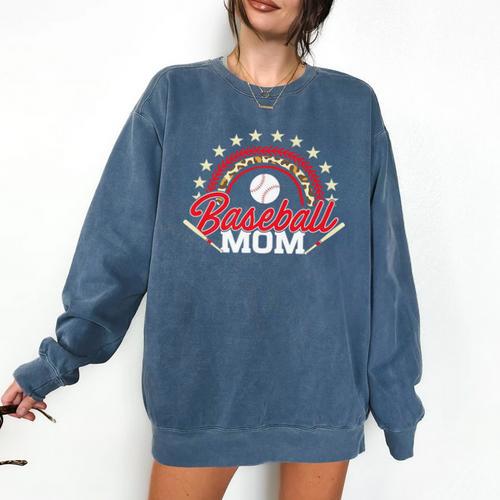 Baseball Mom Rainbow Great Team Mom Premium Comfort Colors Sweatshirt - Sportilla