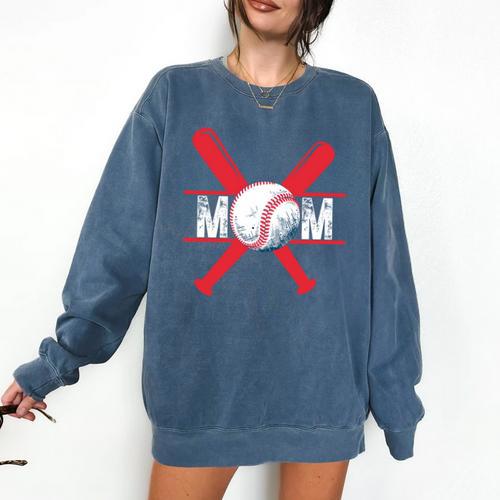 Baseball Mom Red Comfort Colors Sweatshirt - Sportilla
