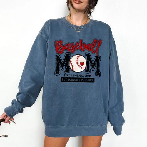 Baseball Mom Red Varsity Baseball Mama Cute Mother's Day Comfort Colors Sweatshirt - Sportilla