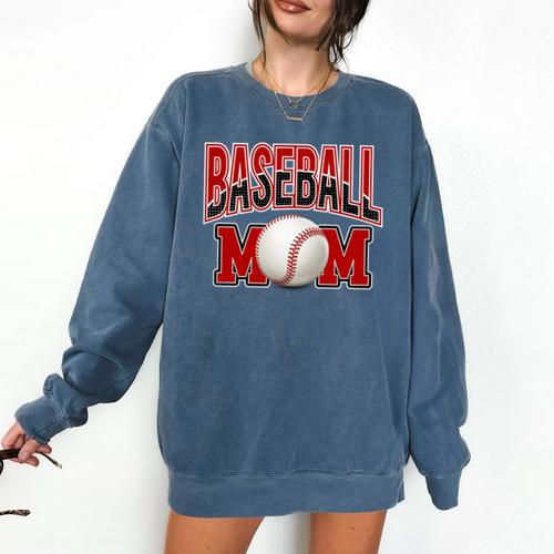 Baseball Mom Sports Red Comfort Colors Sweatshirt - Sportilla