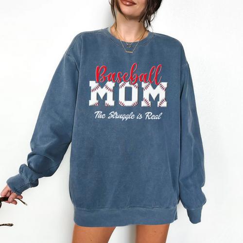 Baseball Mom The Struggle Is Real Premium Comfort Colors Sweatshirt - Sportilla