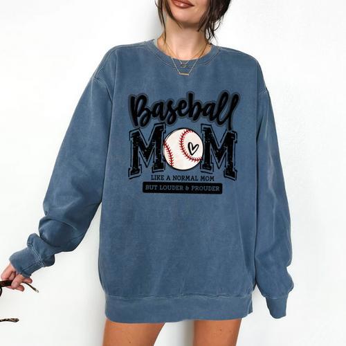 Baseball Mom Varsity Baseball Mama Cute Mother's Day Comfort Colors Sweatshirt - Sportilla