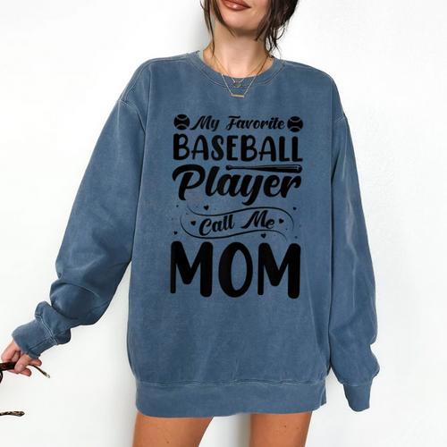Baseball Mom Women Girls Daughter Mother Baseball Player Comfort Colors Sweatshirt - Sportilla