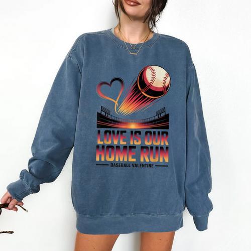 Baseball Valentine Forever On Deck For You Comfort Colors Sweatshirt - Sportilla
