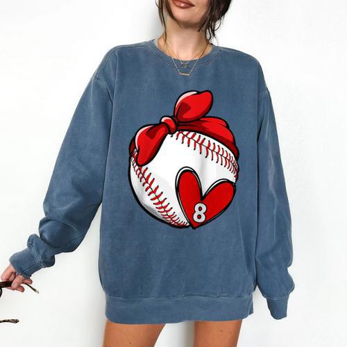 Custom Baseball Mom Number 8 Heart For Mom Mommy Raglan Baseball Tee Comfort Colors Sweatshirt - Sportilla