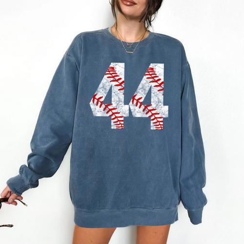 Distressed Baseball Number 44 Jersey Uniform Player Fan Comfort Colors Sweatshirt - Sportilla