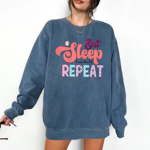 Eat Sleep Baseball Repeat Baseball Moms Comfort Colors Sweatshirt - Sportilla