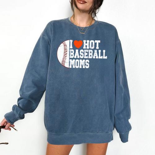 I Heart Hot Baseball Moms Comfort Colors Sweatshirt - Sportilla