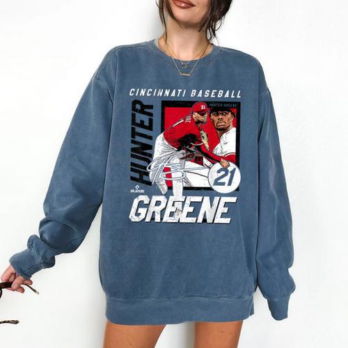 Hunter Greene Cincinnati MLB Baseball Players MLBHGR203M Comfort Colors Sweatshirt - Sportilla