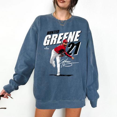 Hunter Greene Cincinnati MLB Baseball Players MLBHGR204M Comfort Colors Sweatshirt - Sportilla