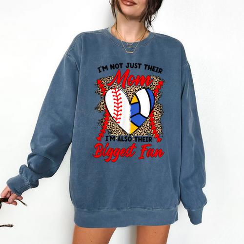 I'm Their Biggest Fan Volleyball Baseball Mom Comfort Colors Sweatshirt - Sportilla