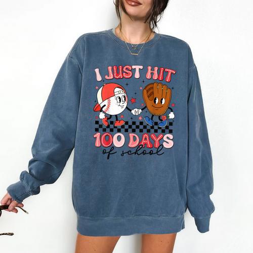 I Just Hit 100 Days Of School Baseball Boy Girl Teacher Comfort Colors Sweatshirt - Sportilla