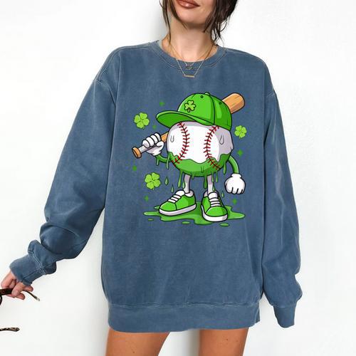 Kids Boys Happy St Patricks Day Kids Baseball Ice Cream Drip Comfort Colors Sweatshirt - Sportilla