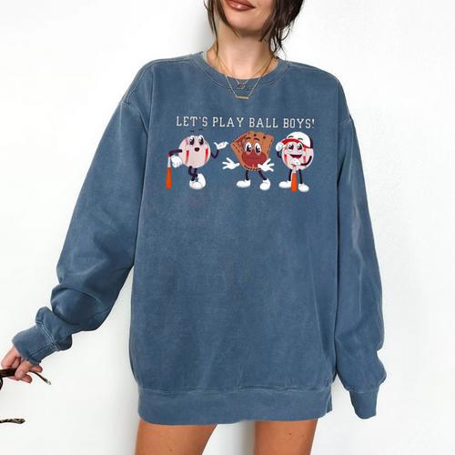 Let's Play Ball Boys Baseball Mom Comfort Colors Sweatshirt - Sportilla