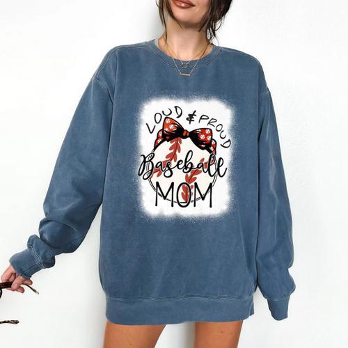 Loud Proud Baseball Mom Mommy Premium Comfort Colors Sweatshirt - Sportilla