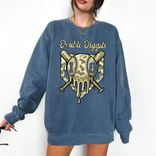 Old School Camo Baseball Drip Double Digits 10th Birthday Comfort Colors Sweatshirt - Sportilla