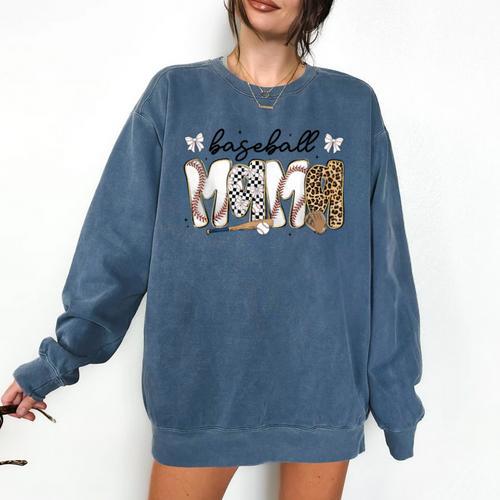 Preppy Baseball Mama Coquette Bow Game Day Mom Mother Comfort Colors Sweatshirt - Sportilla