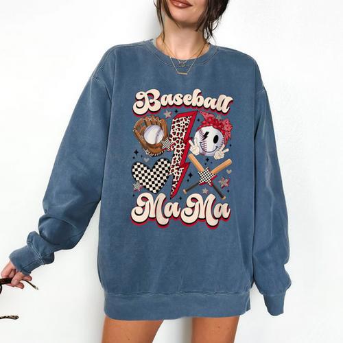 Retro Groovy Baseball Mama Baseball Mom Lover Comfort Colors Sweatshirt - Sportilla