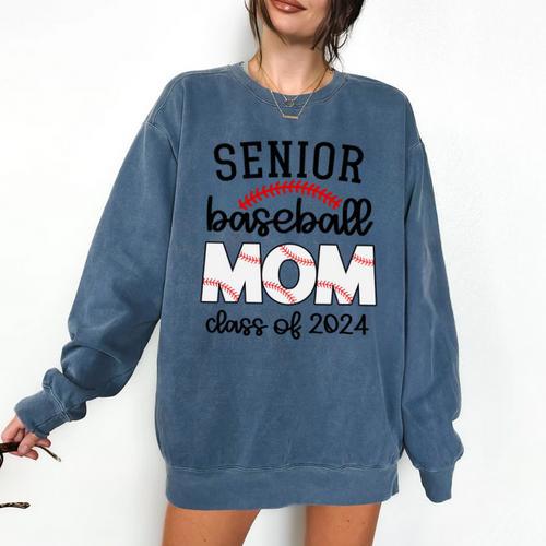 Senior Baseball Mom Class Of 2024 High School College Sports Comfort Colors Sweatshirt - Sportilla