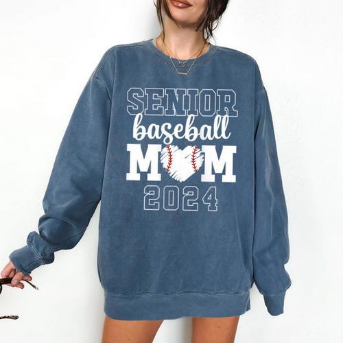 Senior Mom Baseball Player Son Senior Baseball Mom 2024 Comfort Colors Sweatshirt - Sportilla
