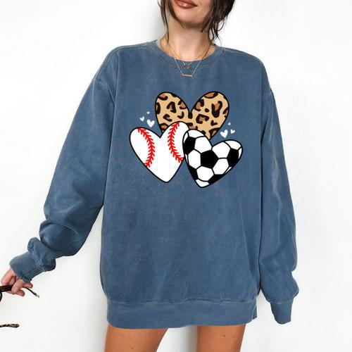 Soccer Baseball Heart Soccer Baseball Mom Comfort Colors Sweatshirt - Sportilla