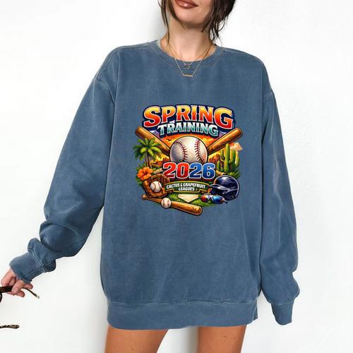 Spring Training 2026 Baseball Fan Retro Palm Cactus Premium Tri-Blend Comfort Colors Sweatshirt - Sportilla