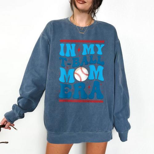 In My T-Ball Mom Era Baseball Mom Groovy Mother's Day Raglan Baseball Tee Comfort Colors Sweatshirt - Sportilla
