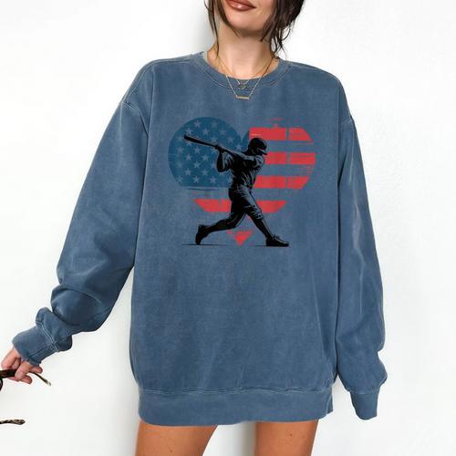 Valentines Baseball Batter Silhouette Heart Men Boys Kid Comfort Colors Sweatshirt - Sportilla