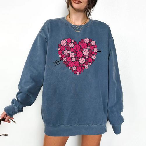 Valentine's Day Baseball Heart Softball Player Sports Lover Comfort Colors Sweatshirt - Sportilla