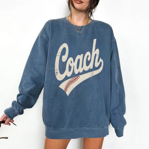 Vintage Baseball Coach Comfort Colors Sweatshirt - Sportilla