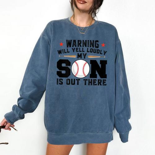 Warning Will Yell Loudly My Son Baseball Mom Comfort Colors Sweatshirt - Sportilla