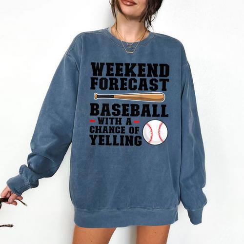Weekend Forecast Baseball Baseball Mom Comfort Colors Sweatshirt - Sportilla