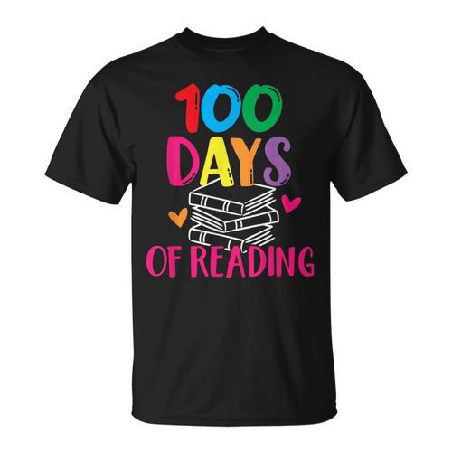 100 Days Of School Reading English Teacher Books Stack T-Shirt - Bookorys CA