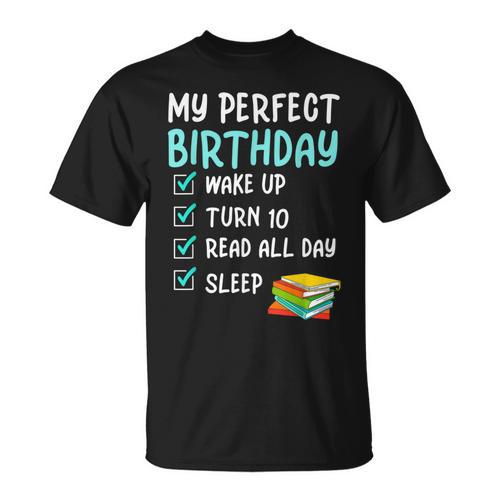 10th Perfect Birthday Reading 10 Years Old Book Lover T-Shirt - Bookorys UK