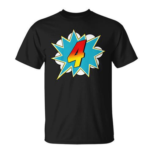 4-4th Birthday Superhero Four Years Old Comic Book T-Shirt - Bookorys