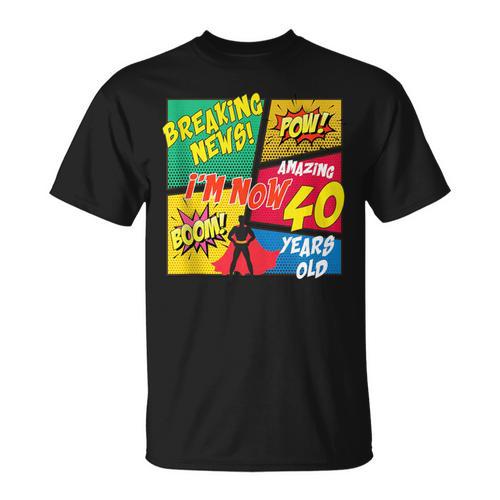 40 Years Old Birthday Comic Style Book Lover Party T-Shirt - Bookorys