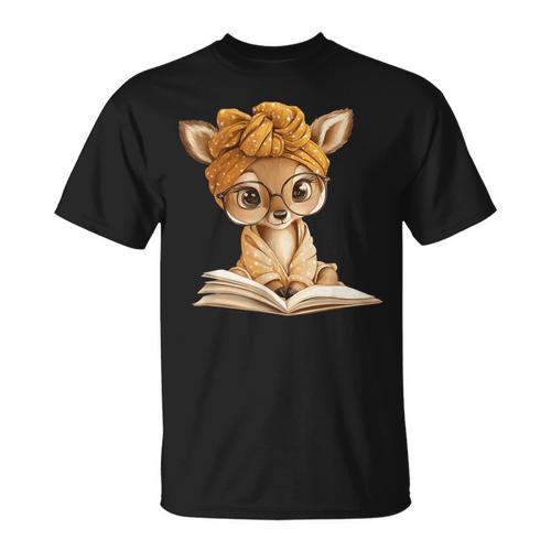 Adorable Fawn Reading Book Lover With T-Shirt - Bookorys AU
