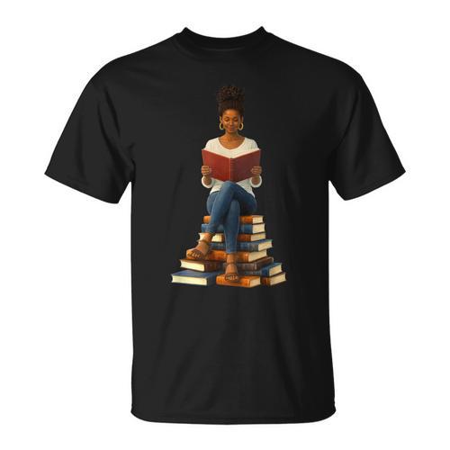 African American Woman Melanin Afro Girl Reading Book T-Shirt - Bookorys