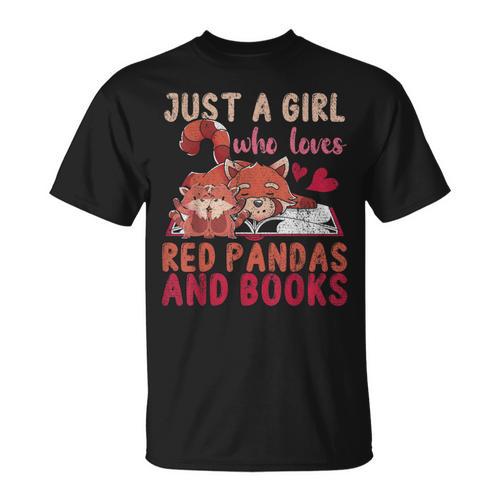 Animal Just A Girl Who Loves Red Pandas And Books Reading T-Shirt - Bookorys