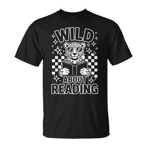 Animal Print Read A Book Character Kids Wild About Reading T-Shirt - Bookorys UK