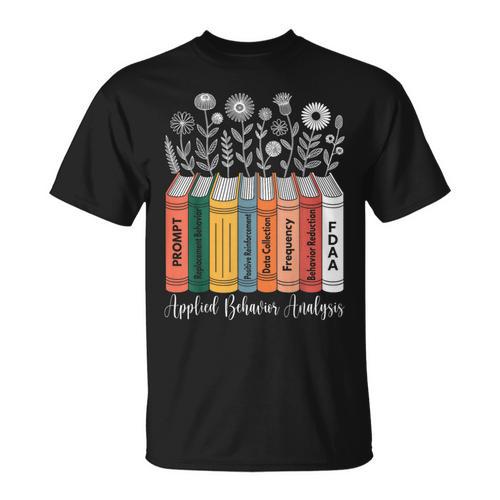 Applied Behavior Analysis ABA Therapist Floral Books T-Shirt - Bookorys