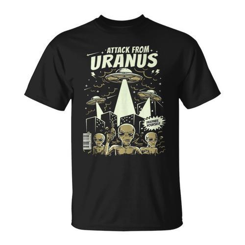 Attack From Uranus Retro Space Alien UFO Comic Book T-Shirt - Bookorys UK