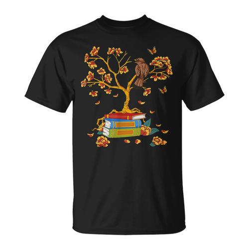 Avid Reader- Book Worm Floral Bird T-Shirt - Bookorys DE