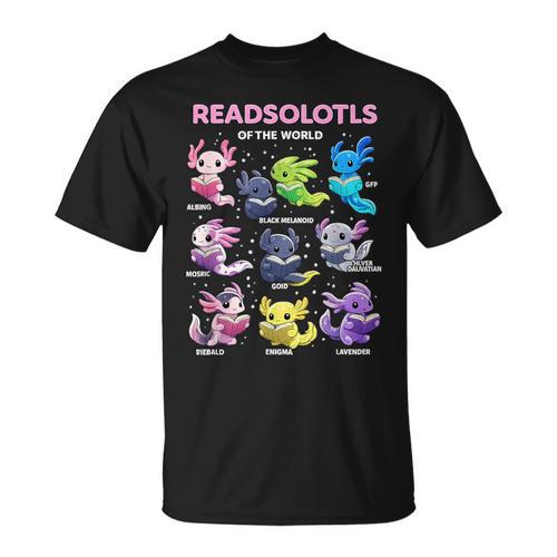 Axolotl Kawaii Readsolotl Of The World Axolotls Read Book T-Shirt - Bookorys