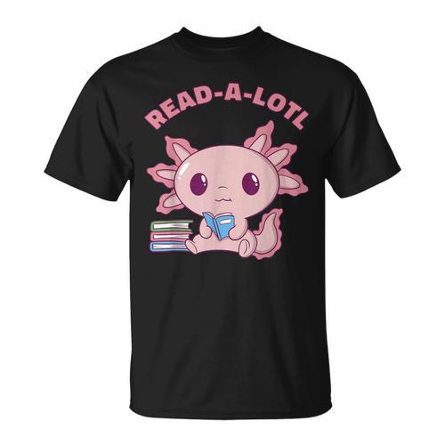 Axolotl Read A Lotl Book Lover Reading Books Cute T-Shirt - Bookorys